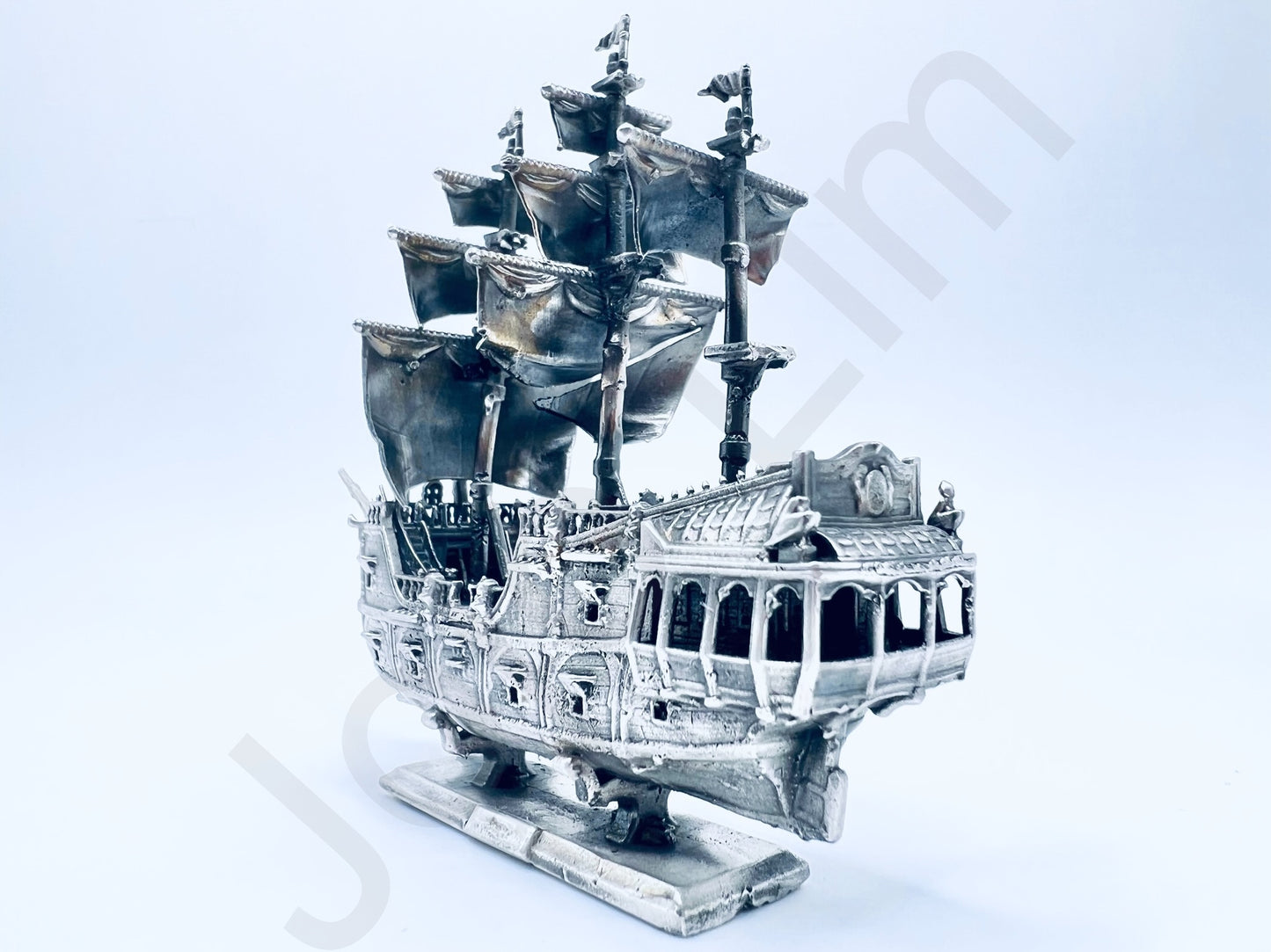 "Pirate Ship v2" .999+ Silver Statue, Hand Poured, Investment Casting, Custom Made [LIMITED MINTAGE: 100]