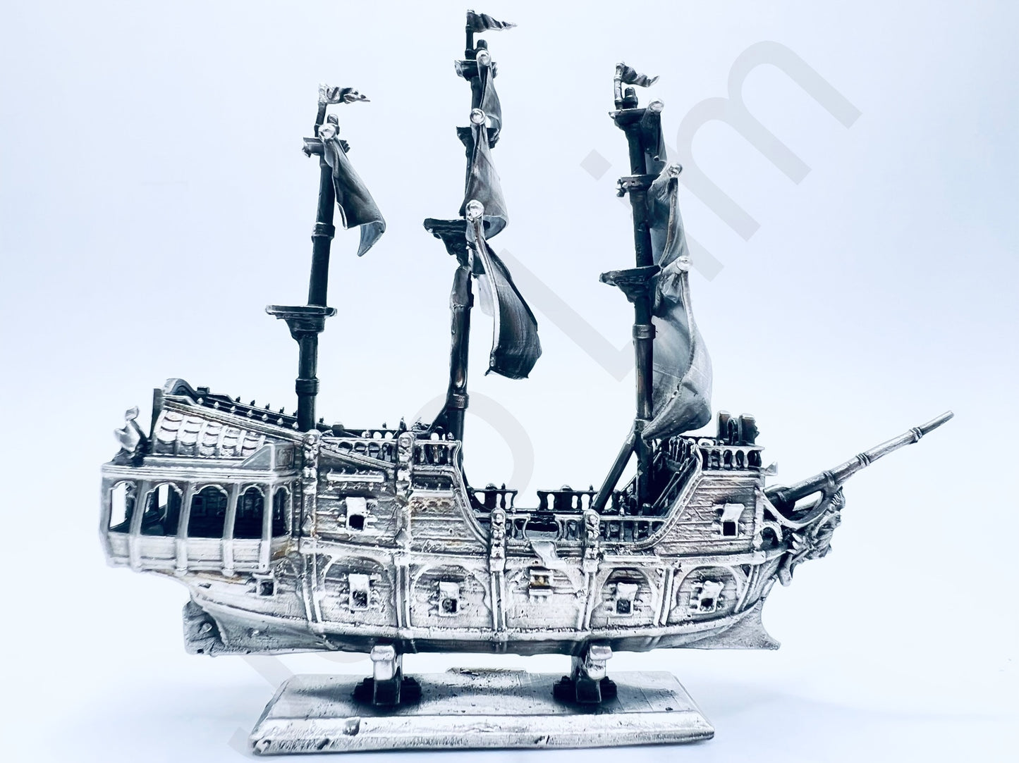 "Pirate Ship v2" .999+ Silver Statue, Hand Poured, Investment Casting, Custom Made [LIMITED MINTAGE: 100]