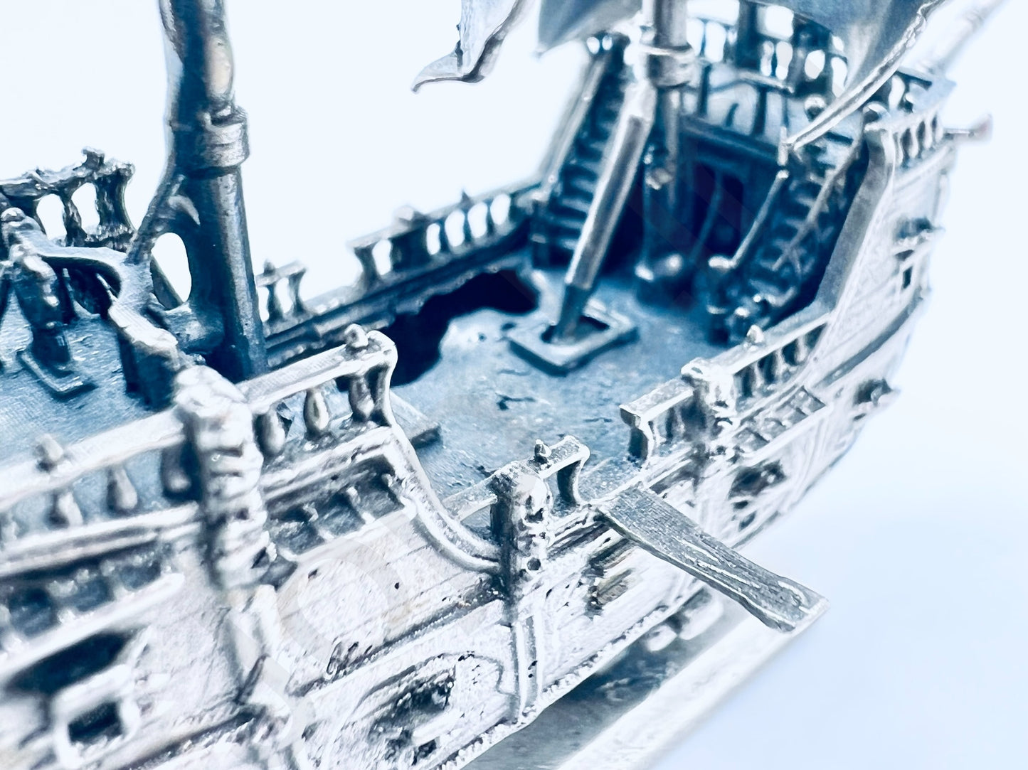 "Pirate Ship v2" .999+ Silver Statue, Hand Poured, Investment Casting, Custom Made [LIMITED MINTAGE: 100]