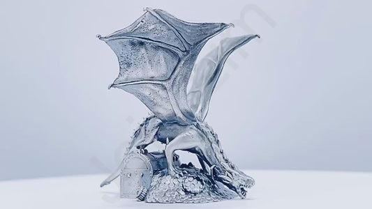 "Treasure Dragon" .999+ Silver Statue, Hand Poured, Investment Casting, Custom Made [LIMITED MINTAGE: 100]