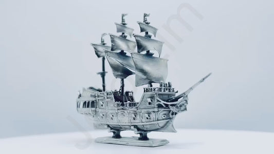 "Pirate Ship v2" .999+ Silver Statue, Hand Poured, Investment Casting, Custom Made [LIMITED MINTAGE: 100]