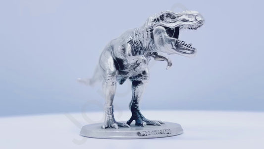 "Tyrannosaurus Rex" .999+ Silver Statue, Hand Poured, Investment Casting, Custom Made [LIMITED MINTAGE: 100]