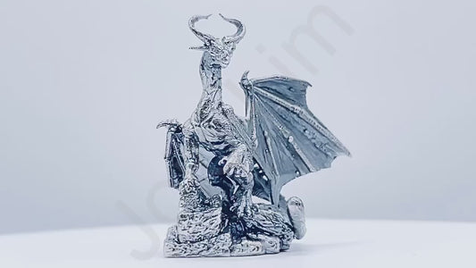 "Horned Dragon" .999+ Silver Statue, Hand Poured, Investment Casting, Custom Made [LIMITED MINTAGE: 100]