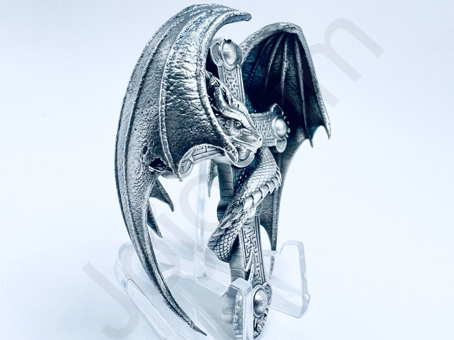 2.8 oz Hand Poured .999+ Fine Silver Bar Statue "Dragon Cross" By Gold Spartan